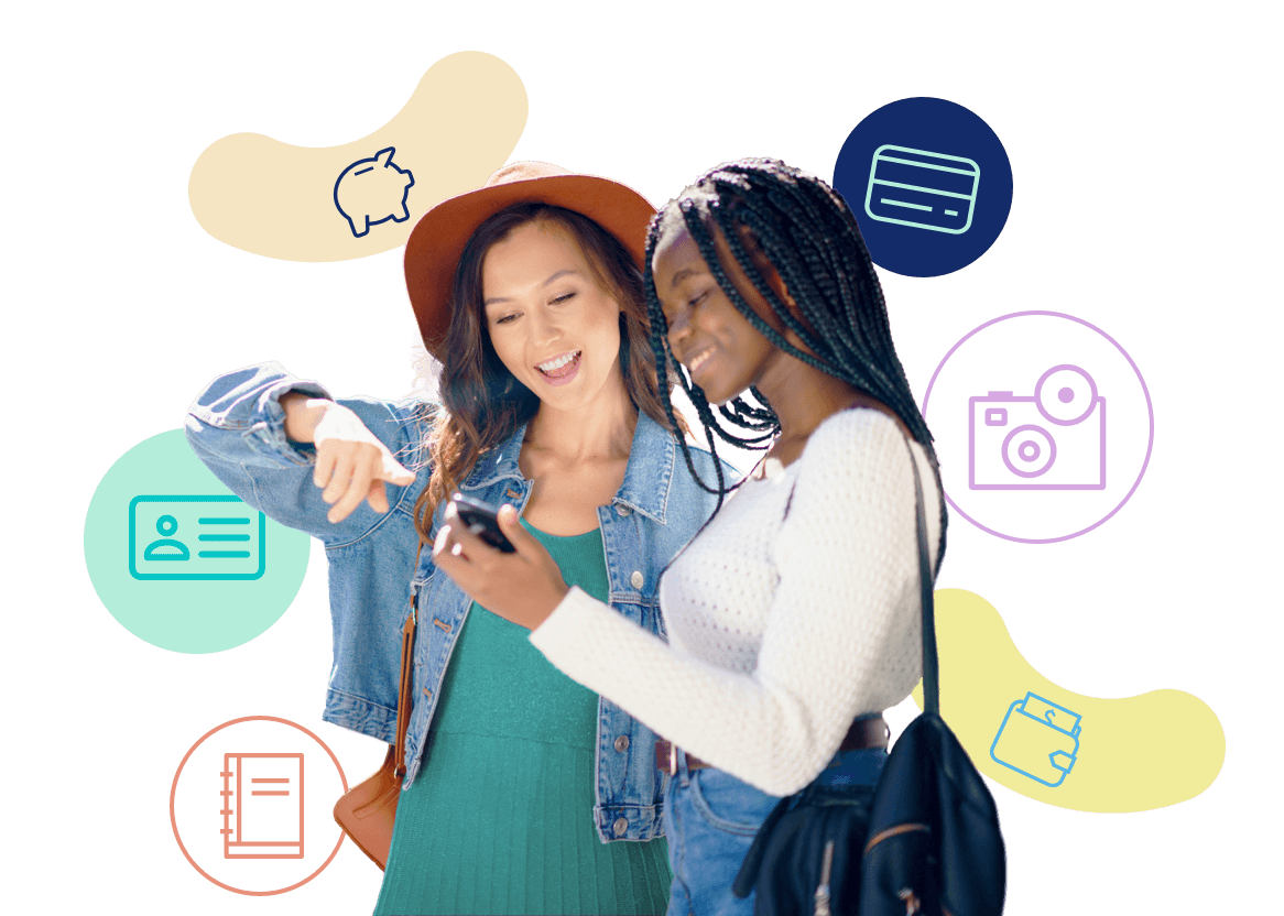 Dos mujeres mirando algo en el móvil