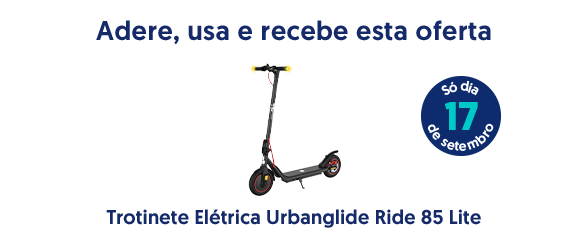 Adere, usa e recebe esta oferta. Troinete eléctrica urbanglide ride 85 lite