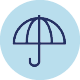 Icono de paraguas de color azul