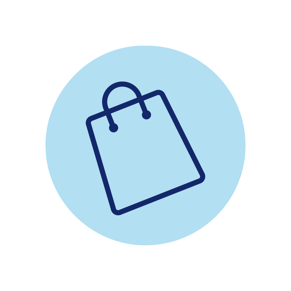 Icono de un bolso de fondo azul