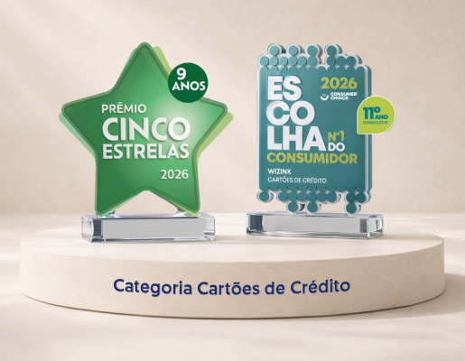 Selo 'Escolha do Consumidor 2025' cartões de crédito - Prémio atribuído pela ConsumerChoice Centro Aval. Satisf. Consumidor'