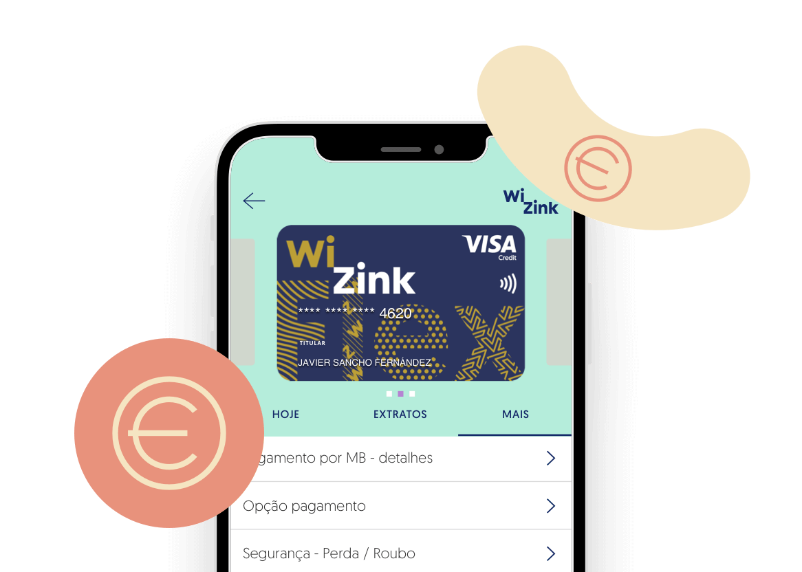 Portada de movil con la aplicacion de WiZink